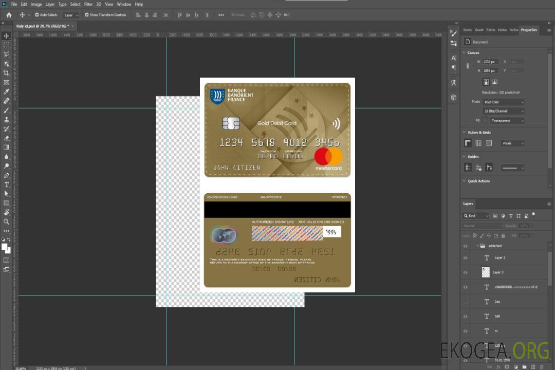 Mastercard de débit or de la Banque Banorient de France template